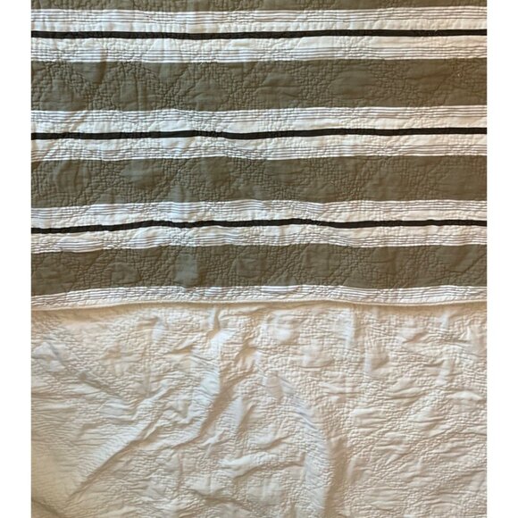 Restoration Hardware Duvet Cover Reversible Quilted King beige striped Cotton - Picture 1 of 10